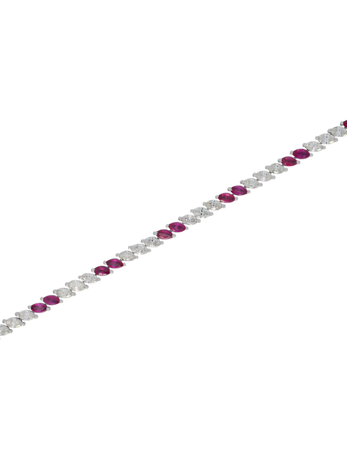 5.61ct Diamond Ruby 14K Gold Marquise Tennis Bracelet