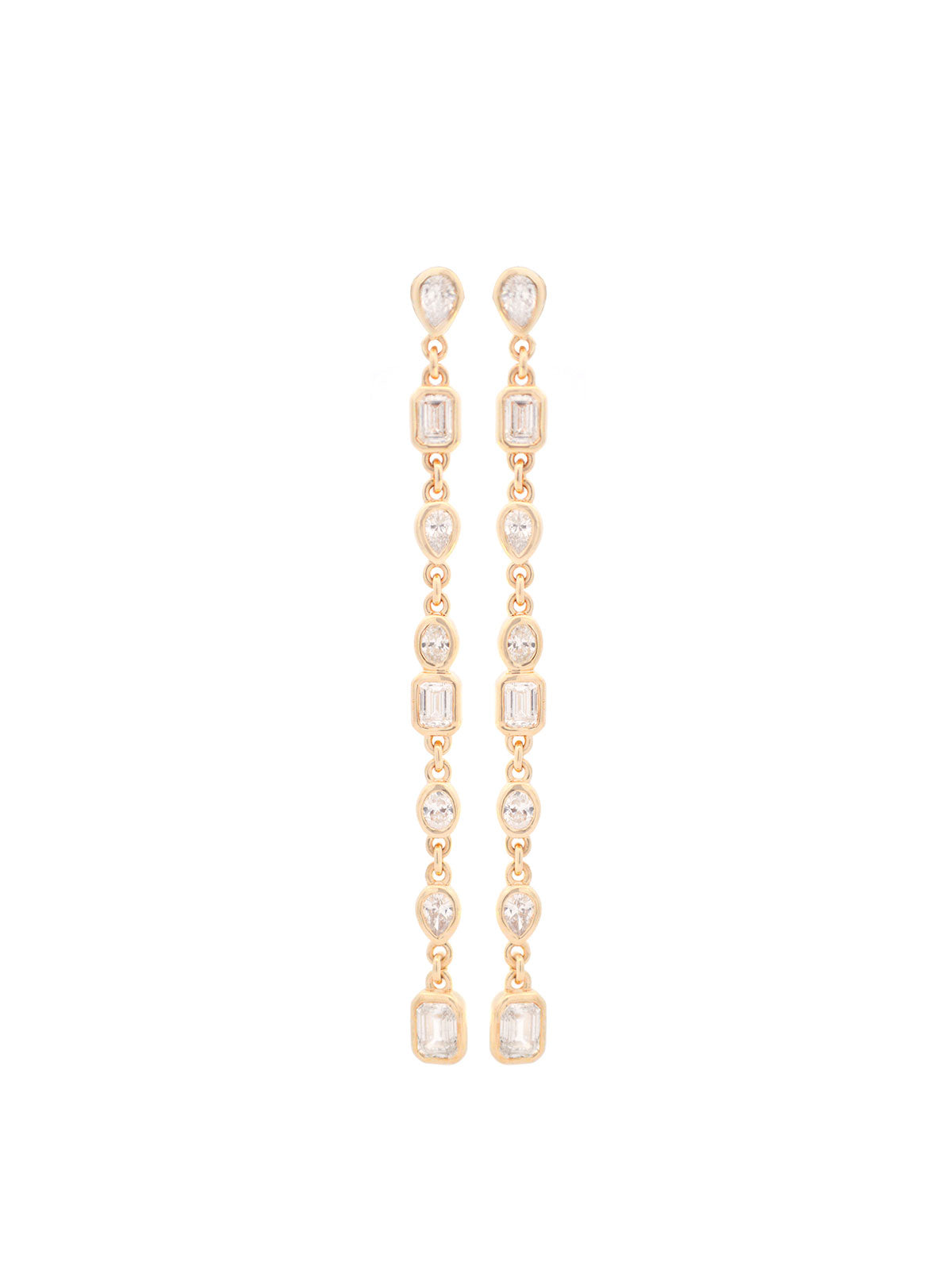 1.76ct Diamond 14K Gold Multi Shaped Drop Earrings
