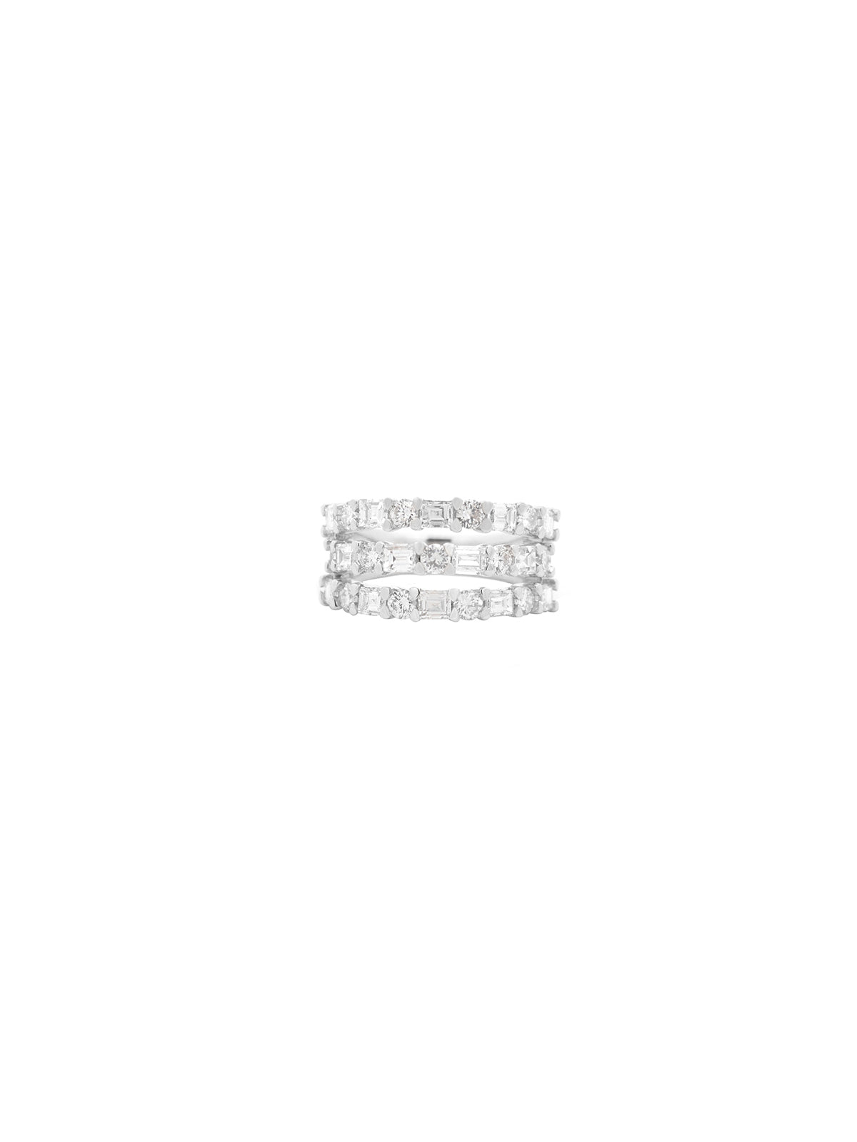 2.7ct Diamond 14K Gold Three Row Ring