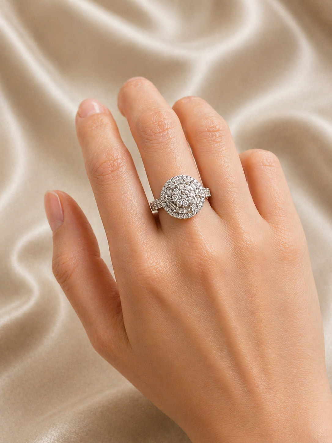 1.34ct Diamond 14K Gold Cluster Ring