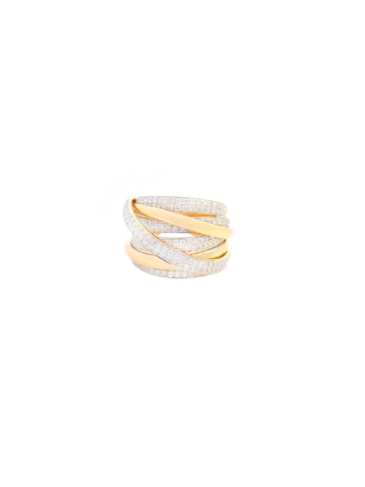 1.60ct Diamond 14K Gold Crossover Statement Ring