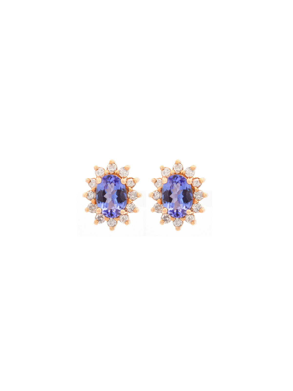 2.18ct Diamond Tanzanite 14K Gold Halo Earrings