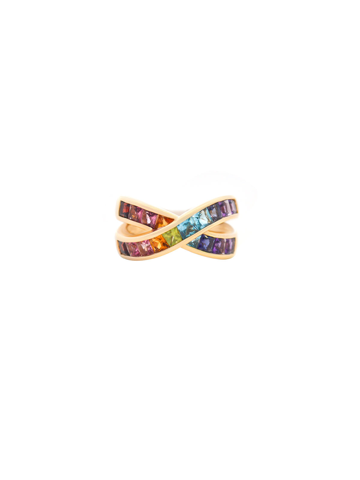 2.95ct Multi Sapphire 14K Gold Crossover Ring