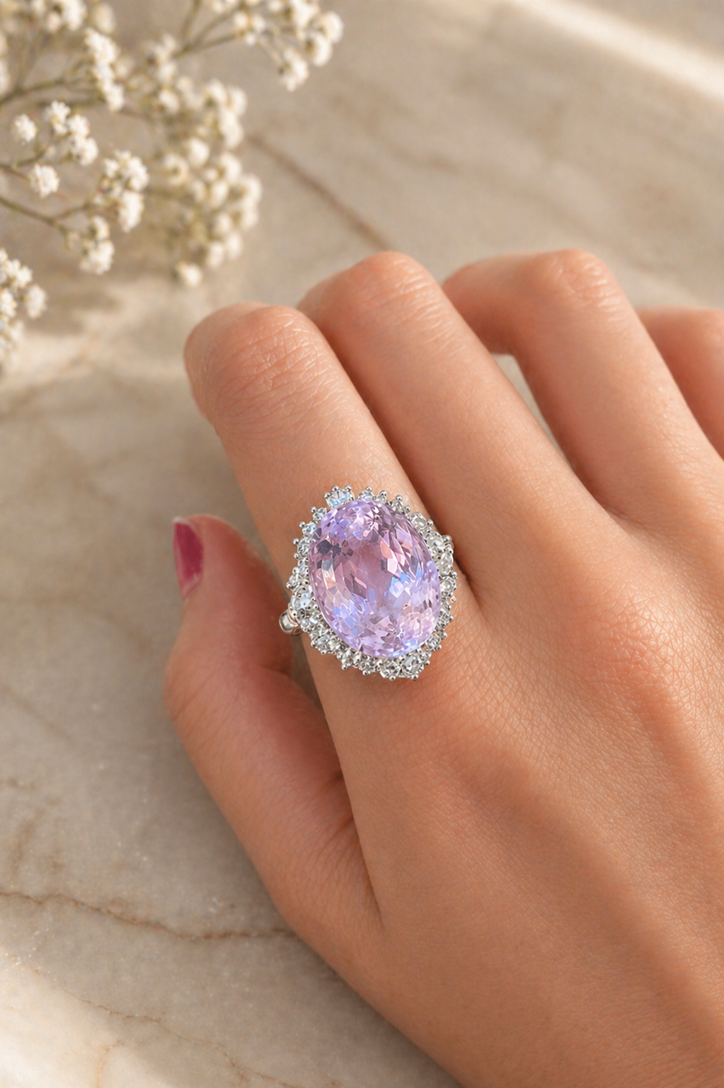 16.73ct Diamond Kunzite Platinum Cocktail Ring