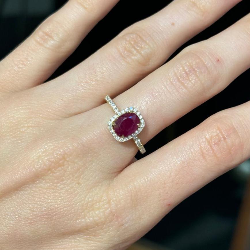 0.30ct Diamond Ruby 14K Gold Solitaire Ring