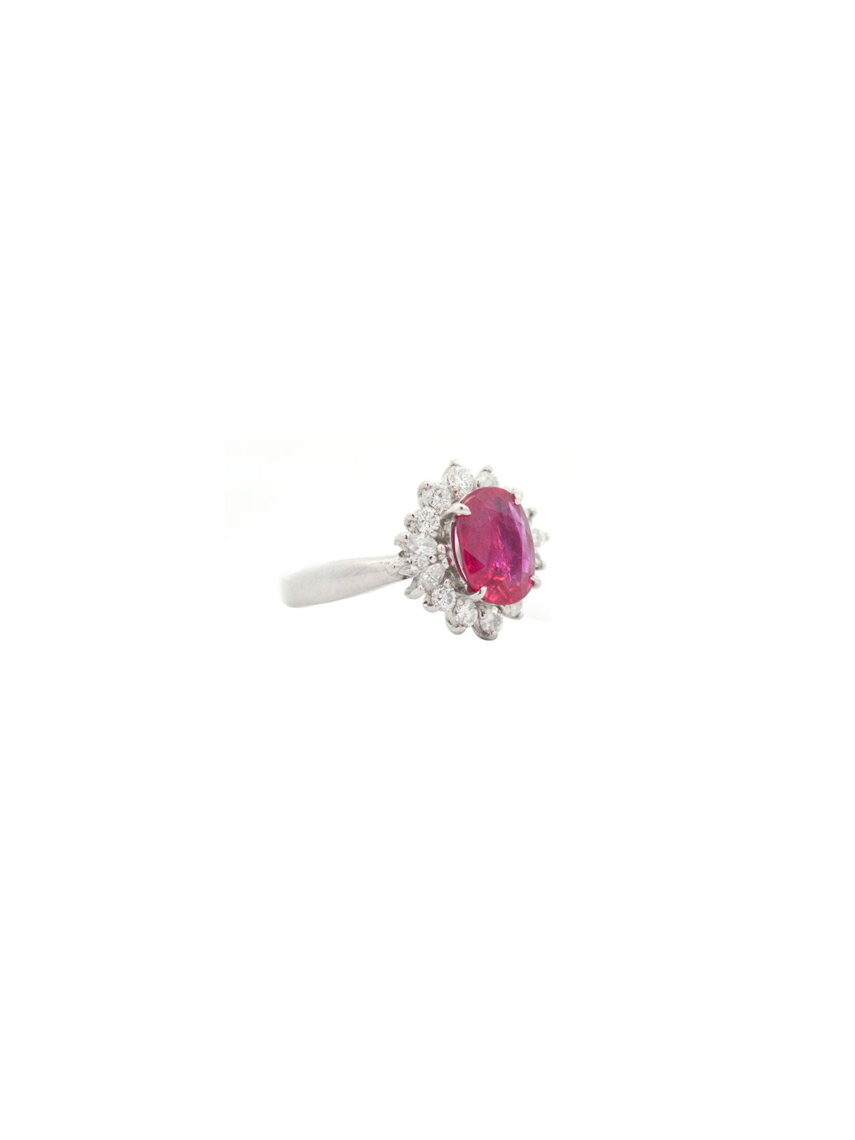 4.06ct Diamond Burma Ruby Platinum Halo Ring