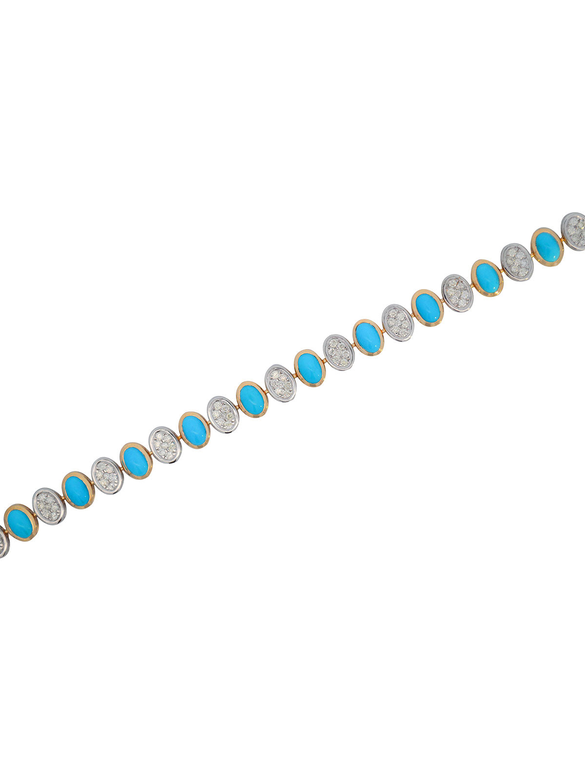 8.16ct Turquoise Diamond 14K Gold Bracelet