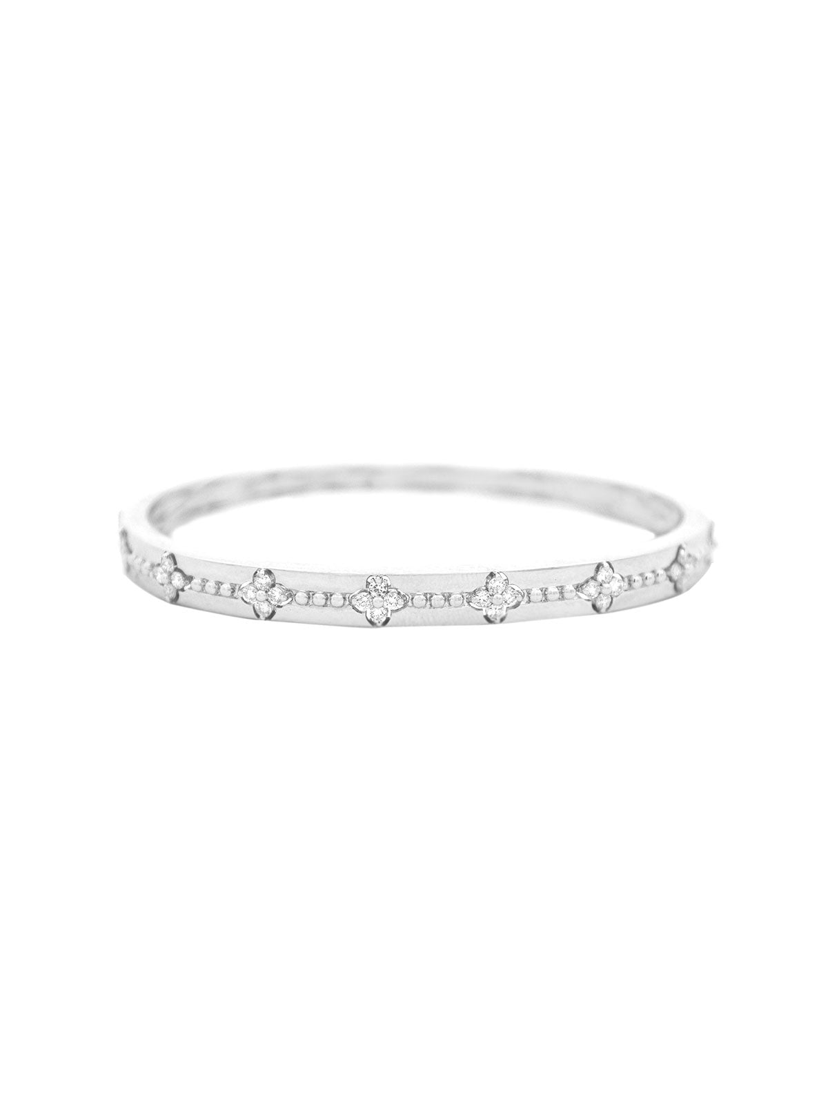 0.70ct Diamond 14K Gold Dainty Flower Bangle Bracelet