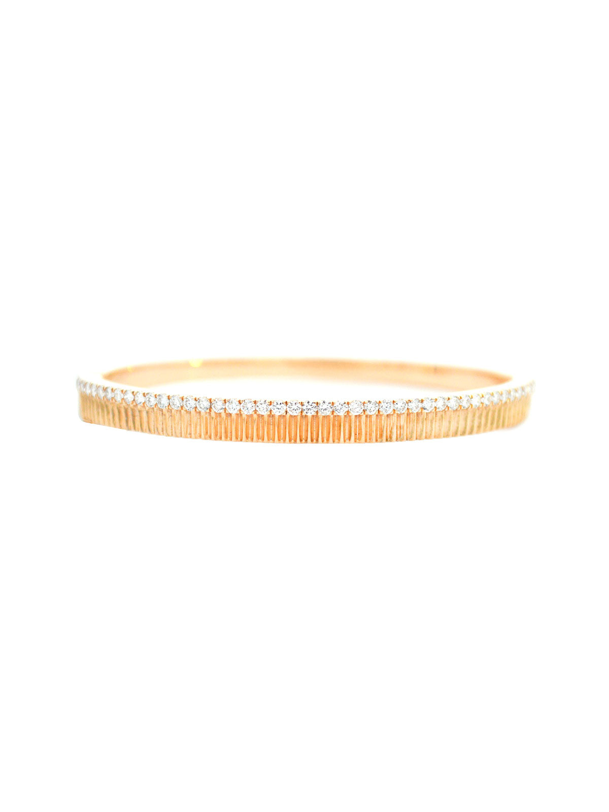 1.31ct Diamond 14K Gold Textured Bangle Bracelet