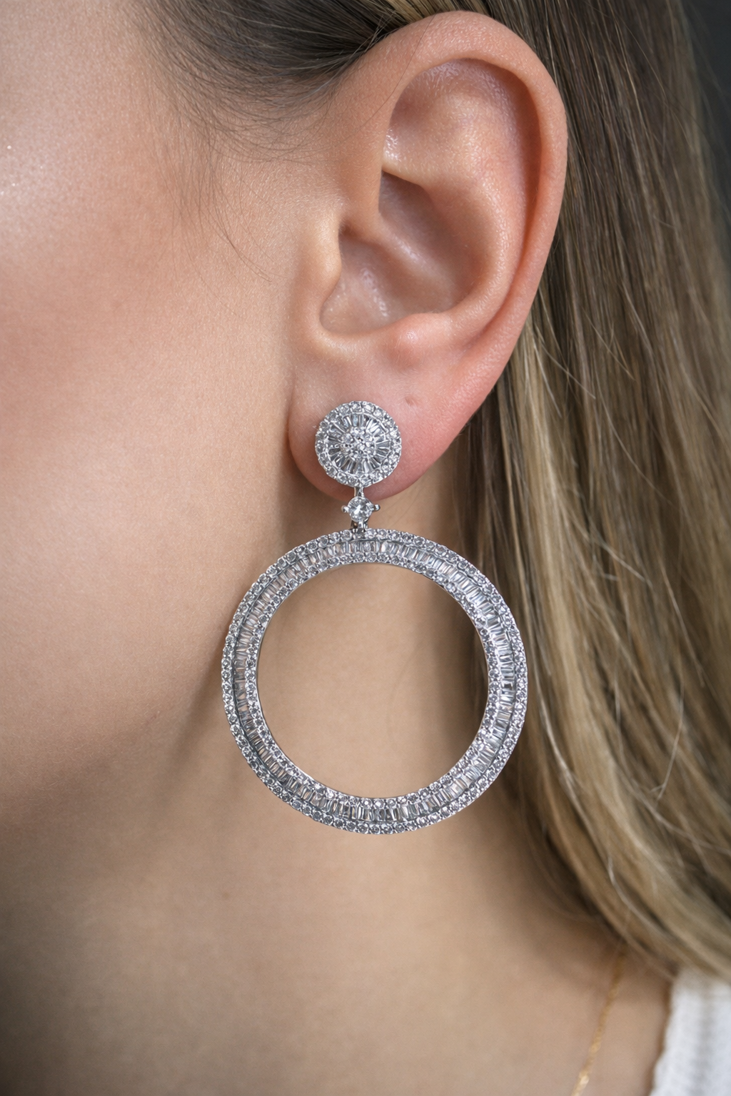 6.00ct Diamond 14K Gold Circle Statement Earrings