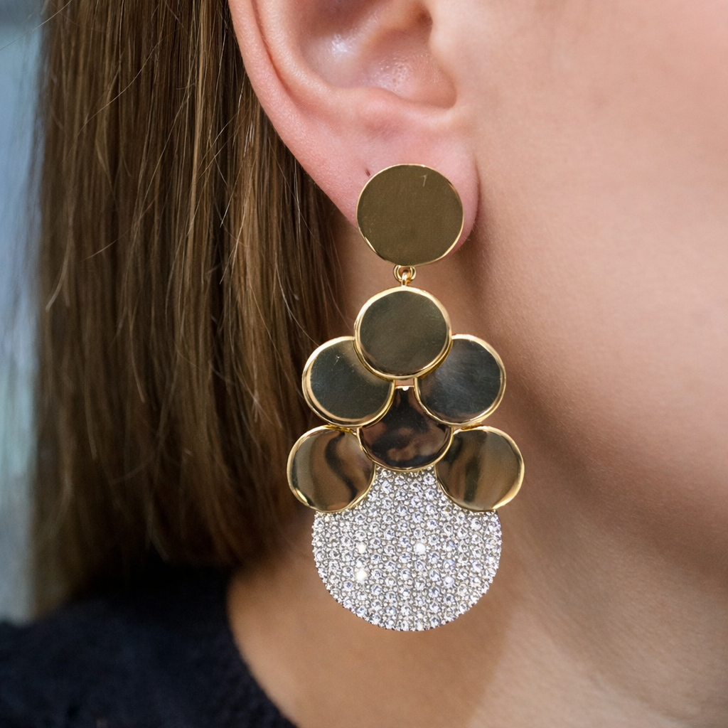 4.71ct Diamond 14K Gold Circle Statement Earrings