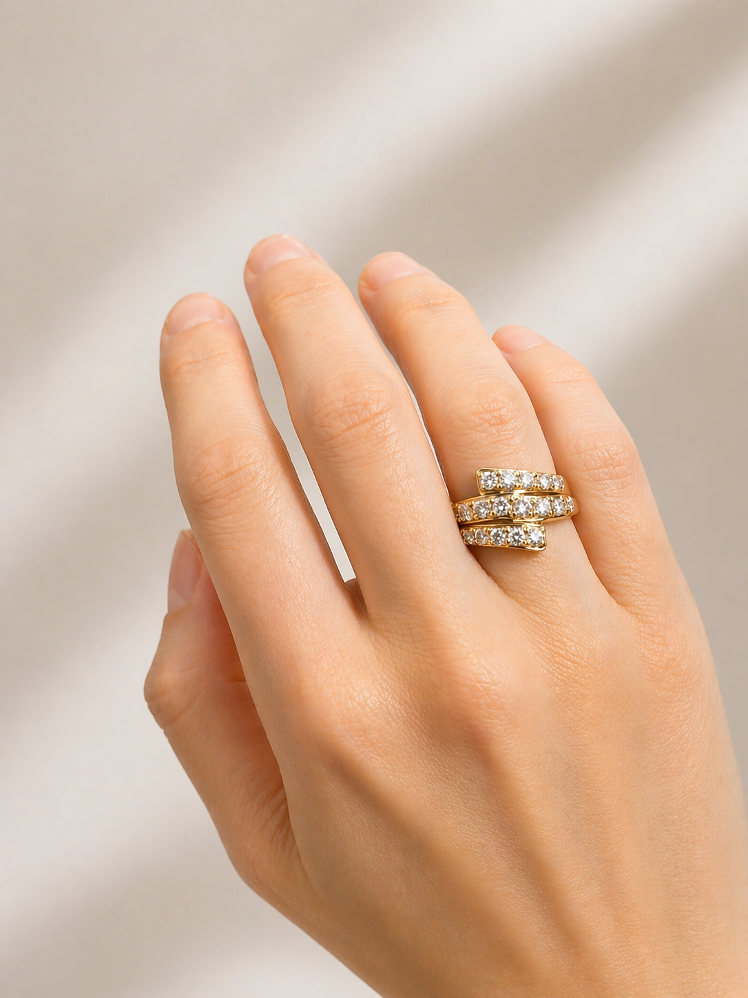 1.40ct Diamond 18K Gold Platinum Multi Row Ring