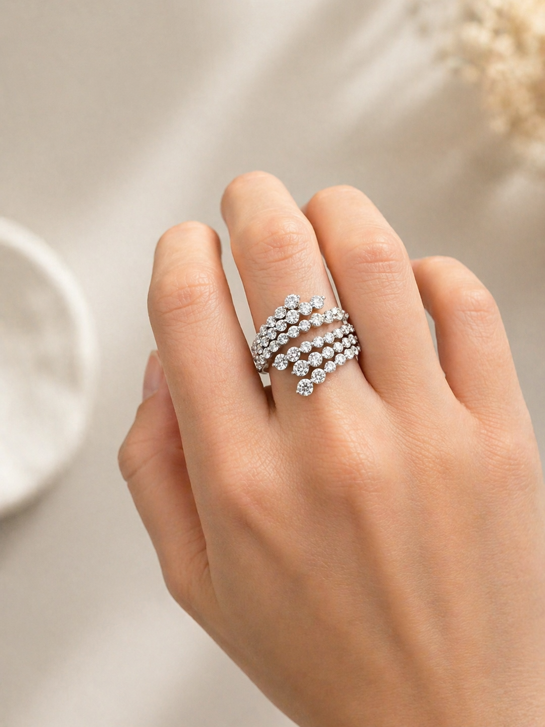 2.75ct Diamond 14K Gold Bypass Ring