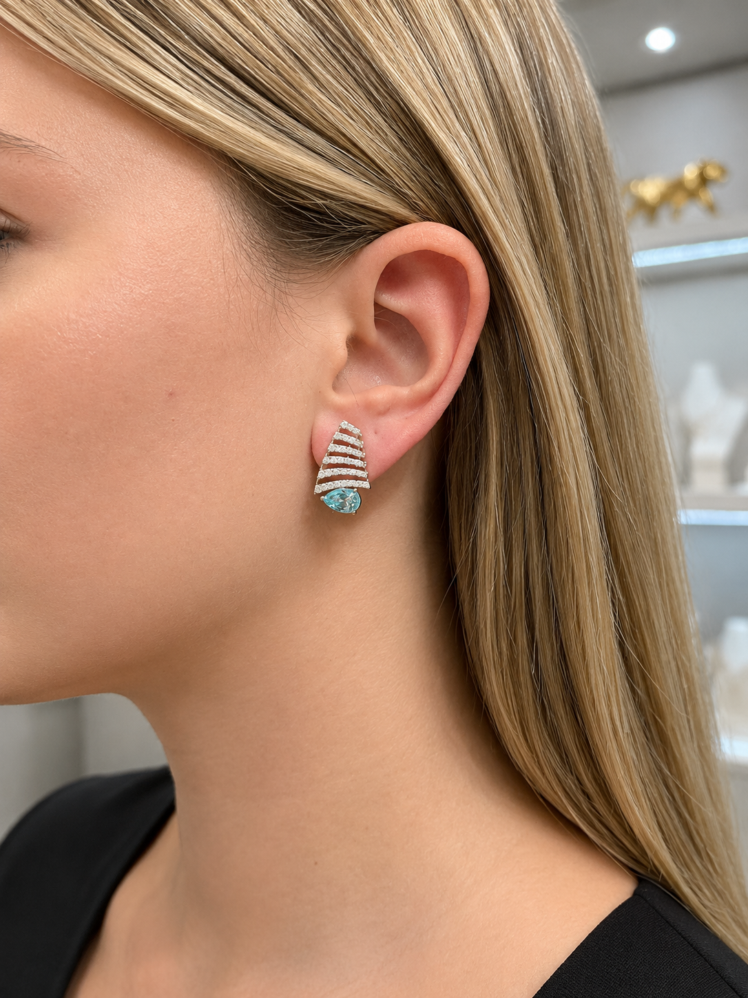4.96ct Diamond Aquamarine 14K Gold Earrings