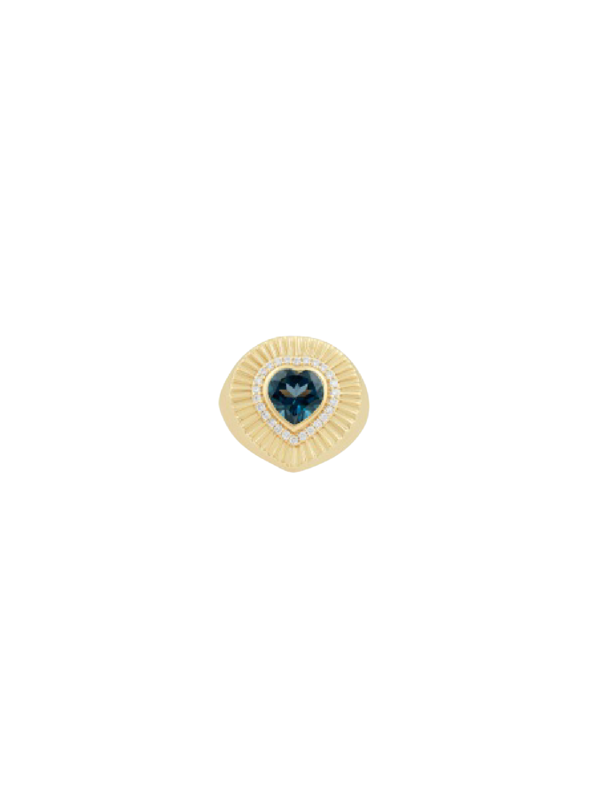2.72ct Blue Topaz Diamond 14K Gold Fluted Heart Ring