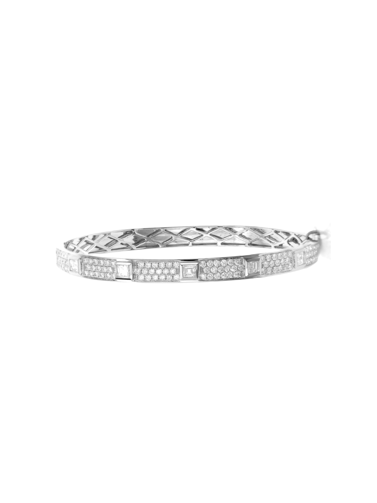2.50ct Diamond 14K Gold Stationed Bangle Bracelet