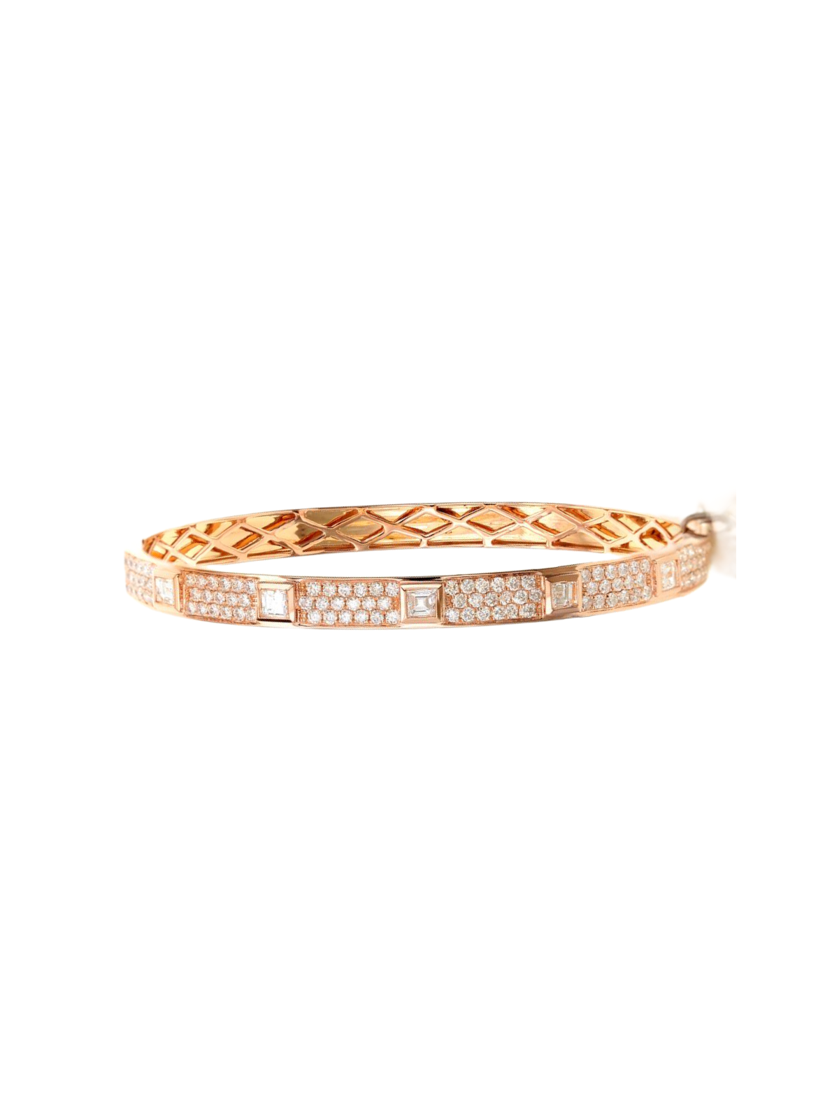 2.50ct Diamond 14K Gold Stationed Bangle Bracelet