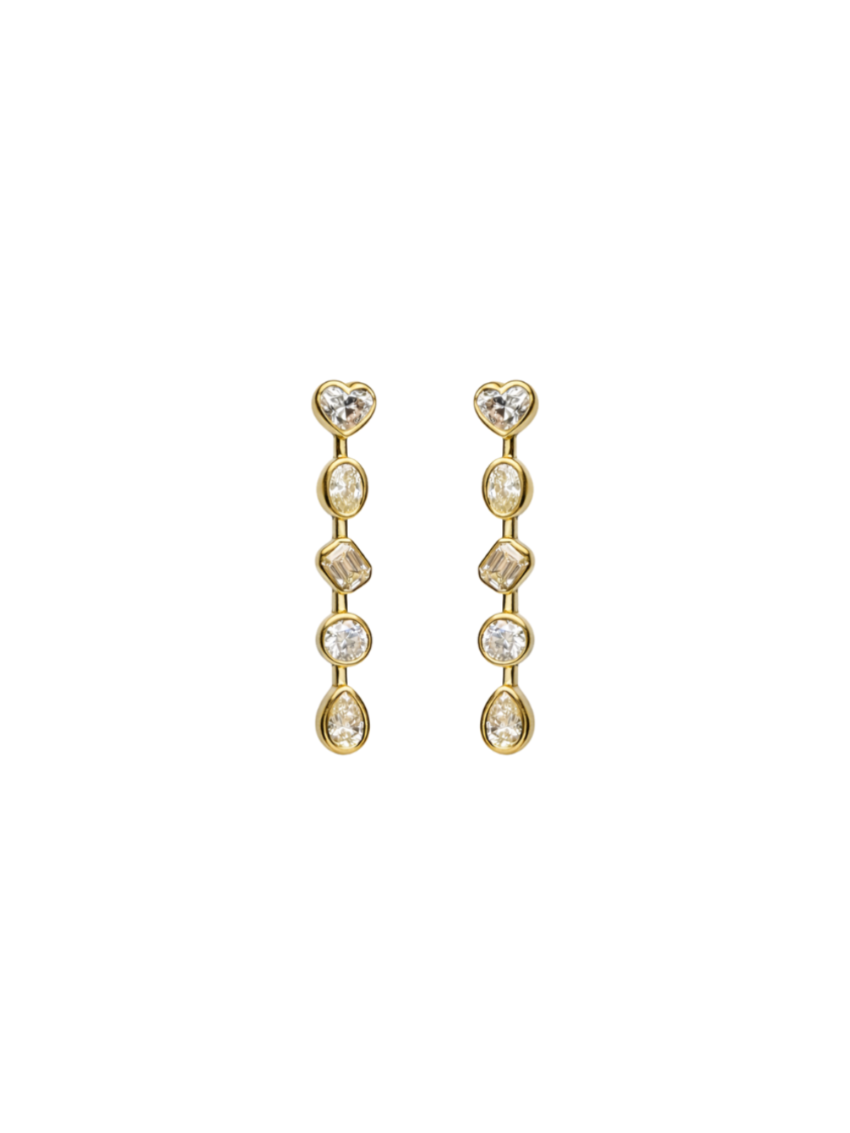 1.88ct Diamond 14K Gold Multi Shape Bezel Dangle Earrings