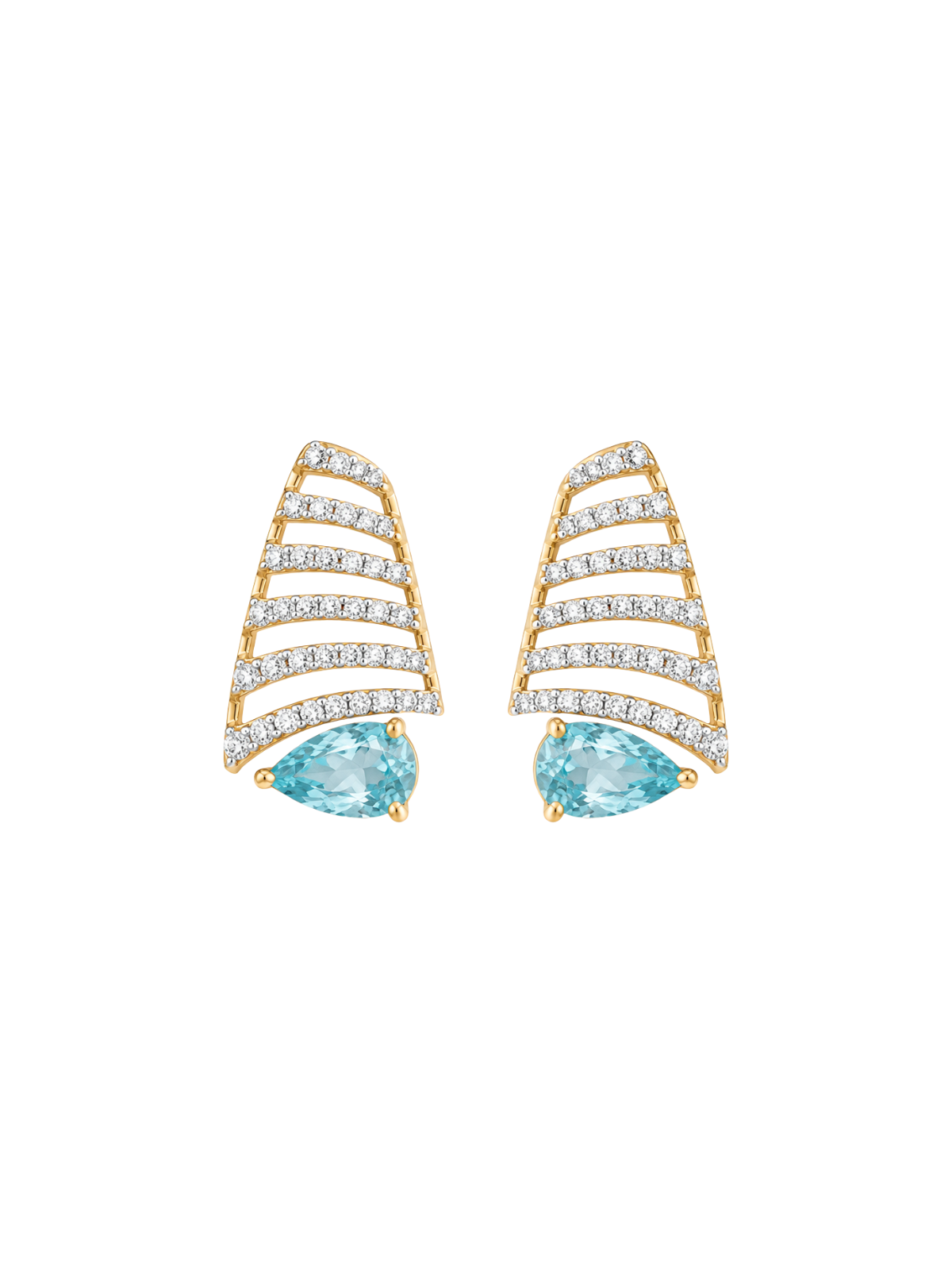 4.96ct Diamond Aquamarine 14K Gold Earrings