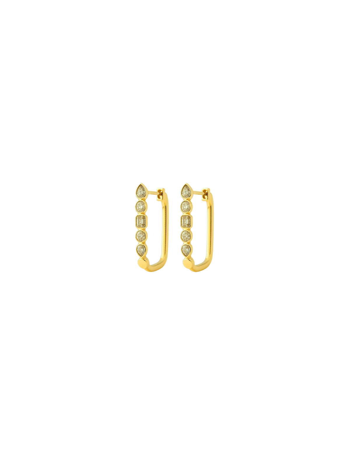 0.61ct Diamond 14K Gold Multi Shape Hoop Earrings