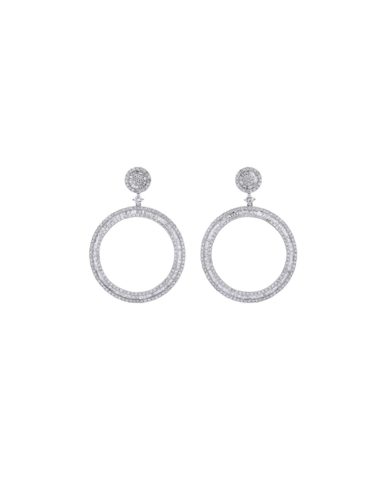 6.00ct Diamond 14K Gold Circle Statement Earrings