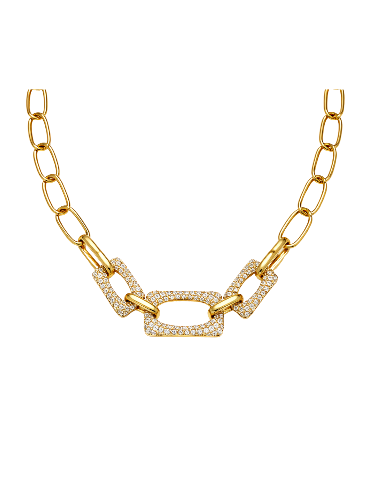 3.10ct Diamond 14K Gold Link Necklace