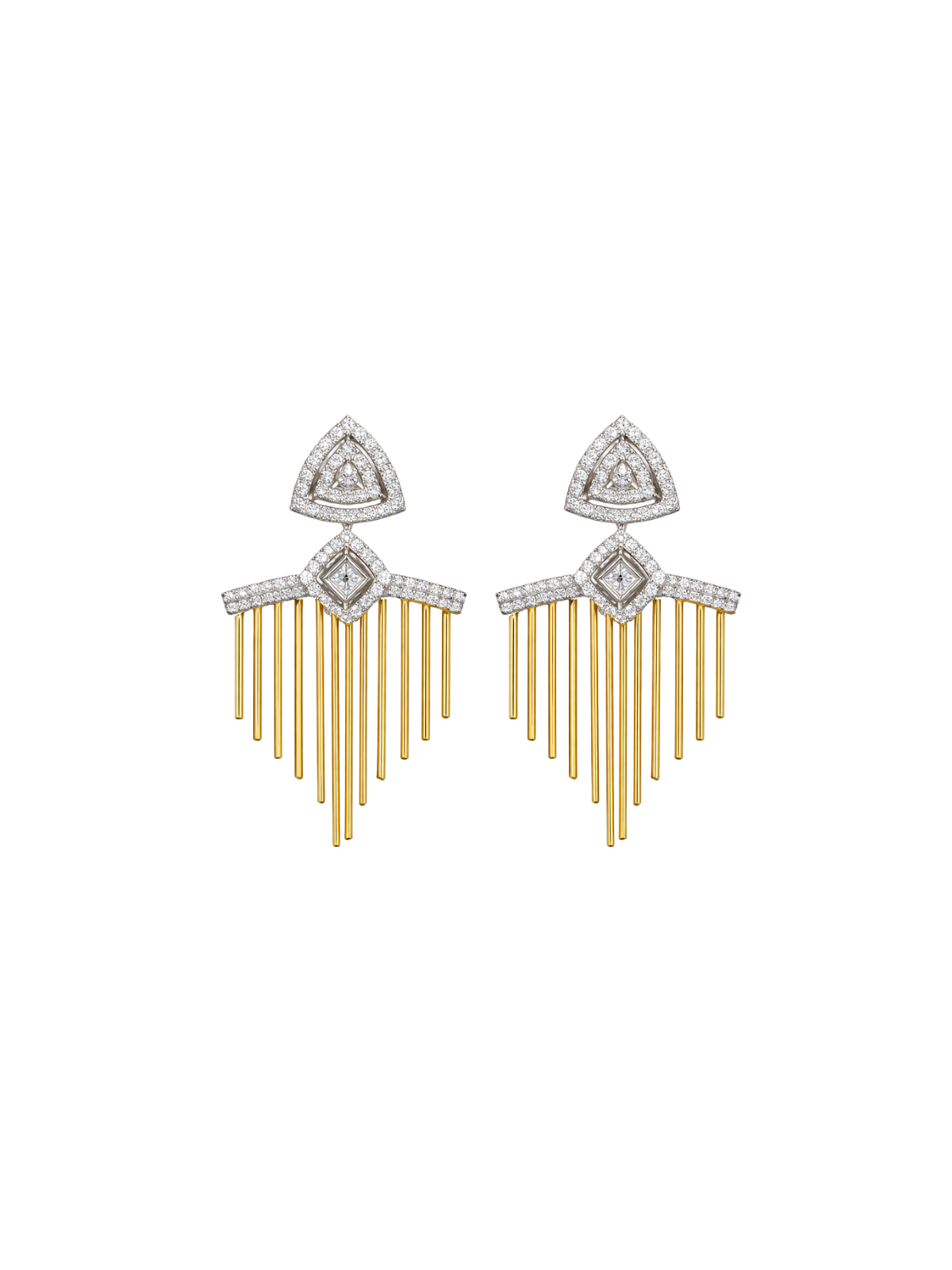 0.99ct Diamond 14K Gold Statement Multi Dangle Earrings