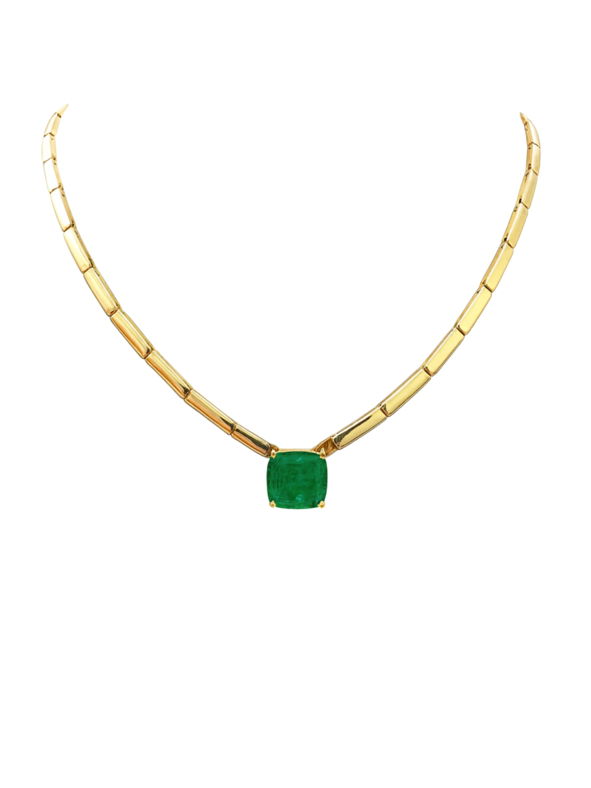 1.65ct Emerald 14K Gold Link Necklace