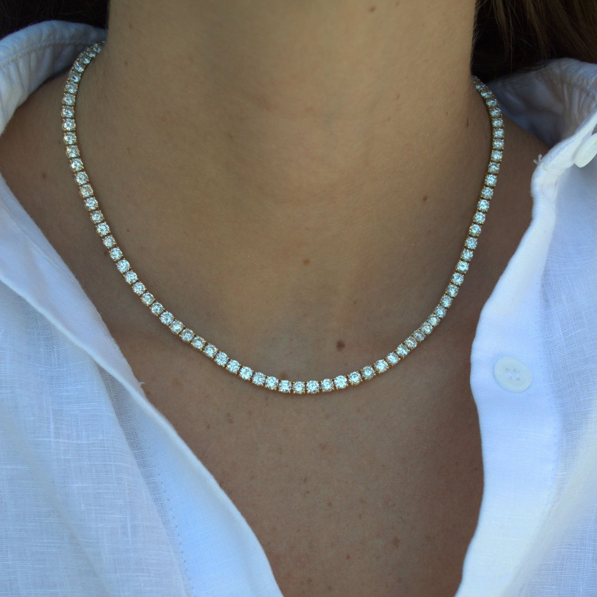 20.02ct Diamond 18K Gold Tennis Necklace
