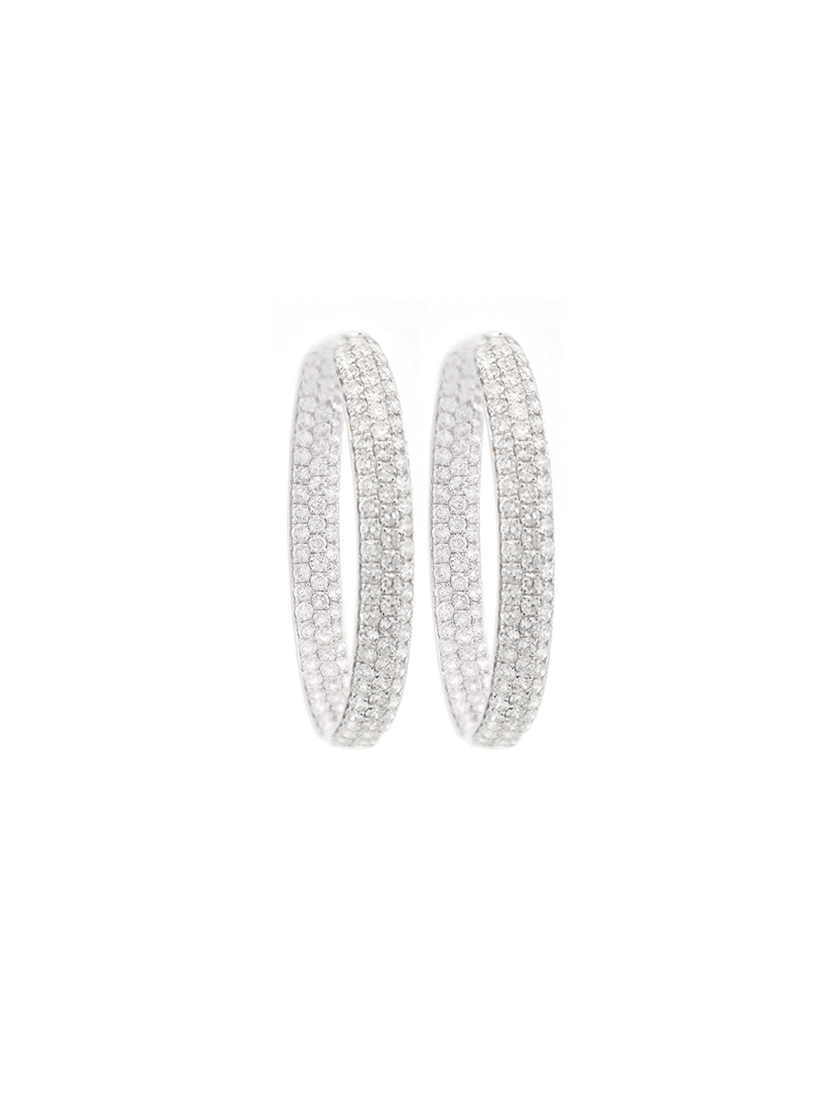 10.01ct Diamond 14K Gold Pave Hoop Earring