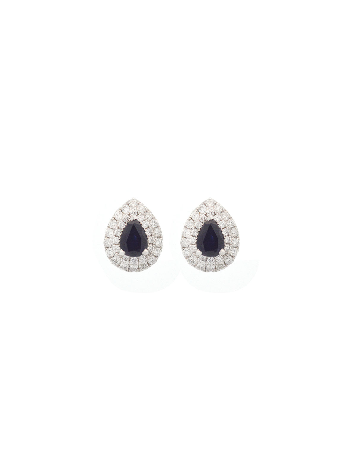 2.23ct Diamond Blue Sapphire 14K Gold Halo Studs Earrings