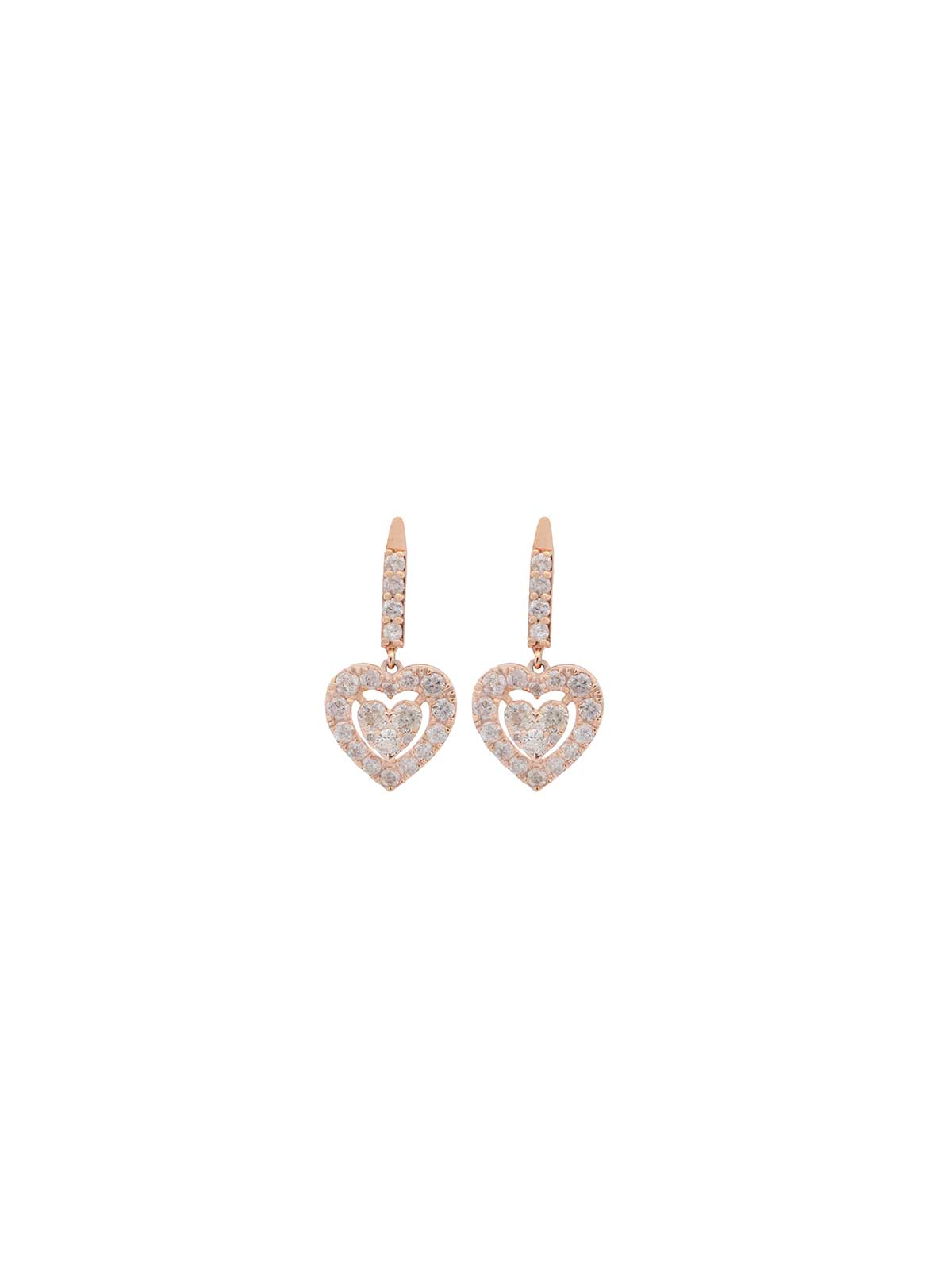 1.0ct Diamond 18K Gold Heart Dangle Earring