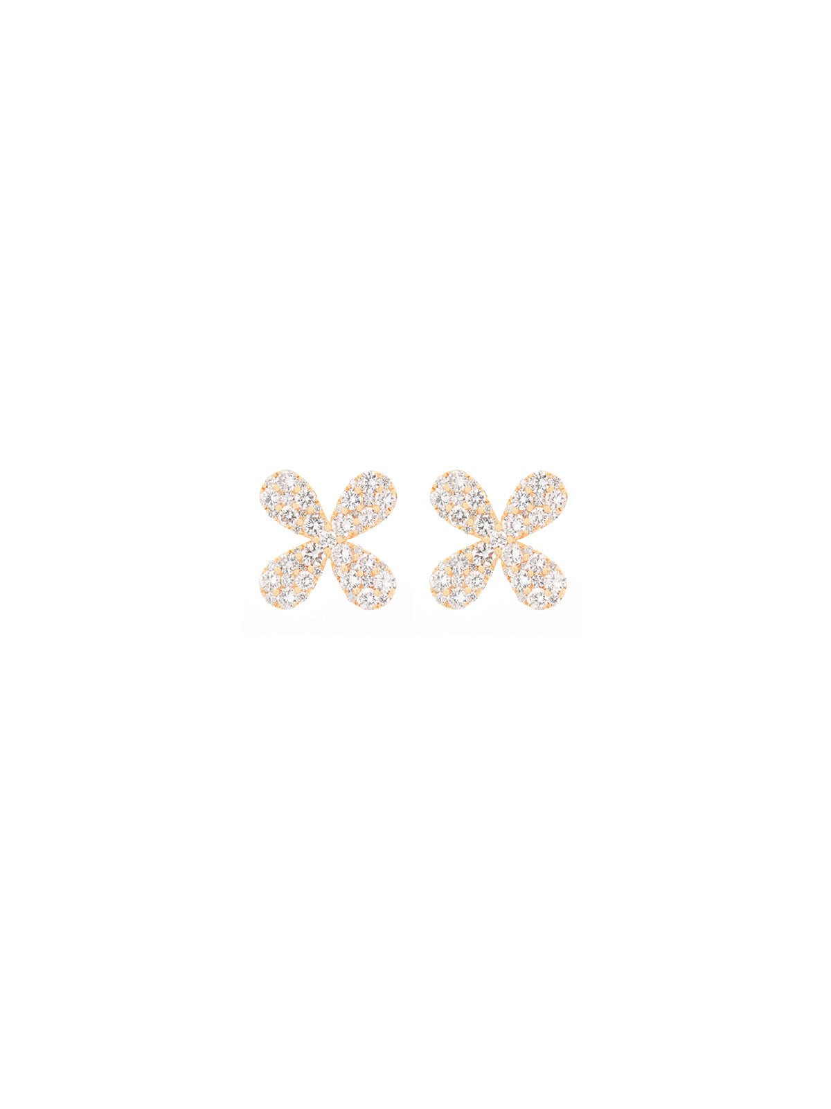 2.00ct Diamond 18K Gold Pave Flower Earrings