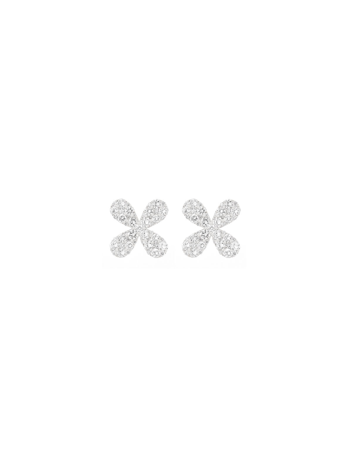 2.00ct Diamond 18K Gold Pave Flower Earrings