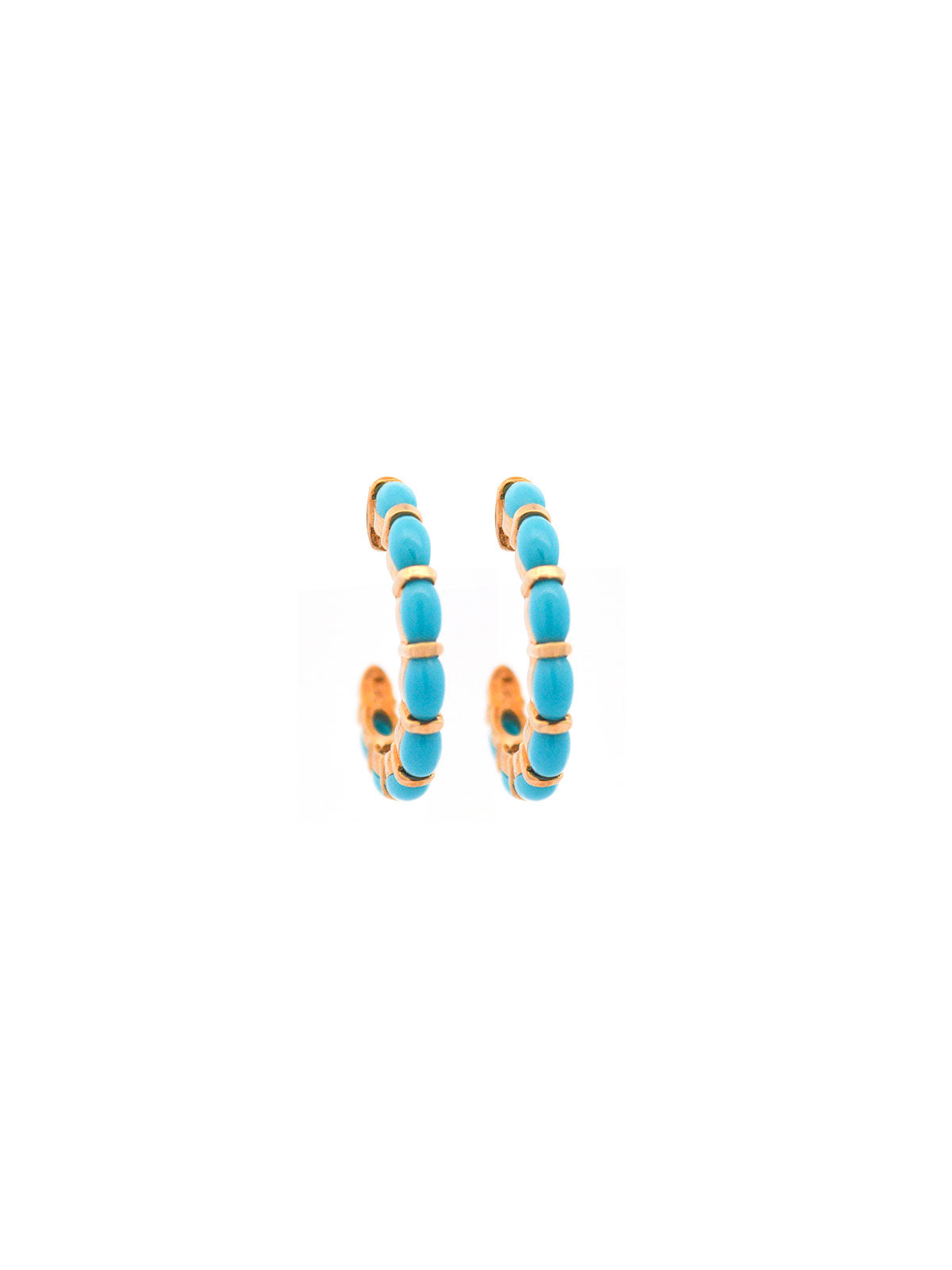 3.10ct Turquoise 14K Gold Half Hoop Earrings