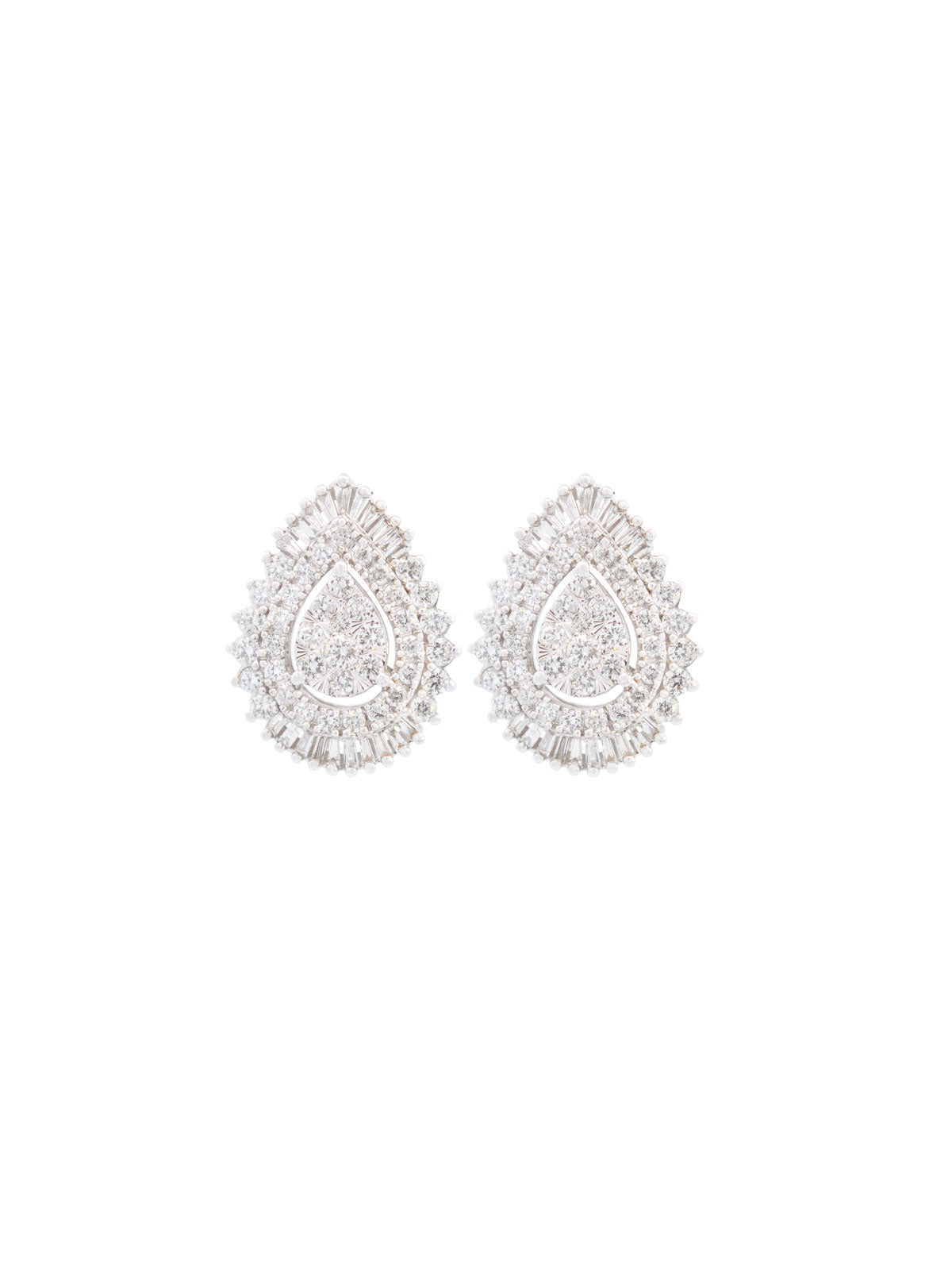 2.00ct Diamond 14K Gold Cluster Pear Stud Earrings