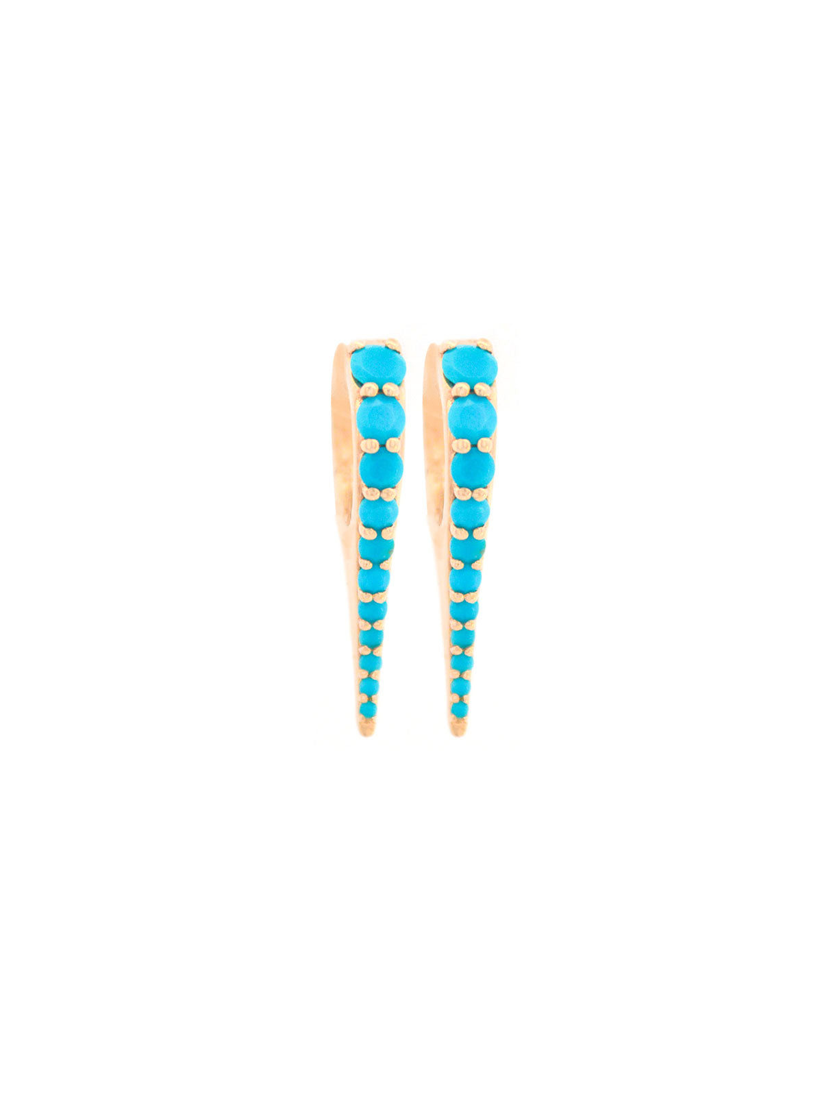 Turquoise 14K Gold Pointed Hoop Earrings