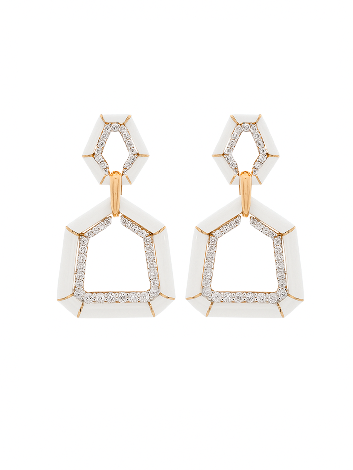 2.61ct Diamond 18K Gold Enamel Earrings