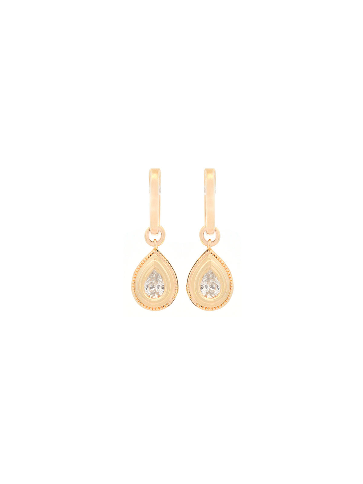 0.88ct Diamond 14K Gold Pear Hoop Dangle Drop Earrings