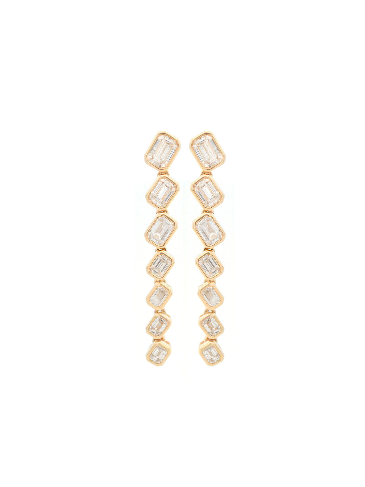 2.31ct Diamond 14K Gold Bezel Dangle Drop Earrings