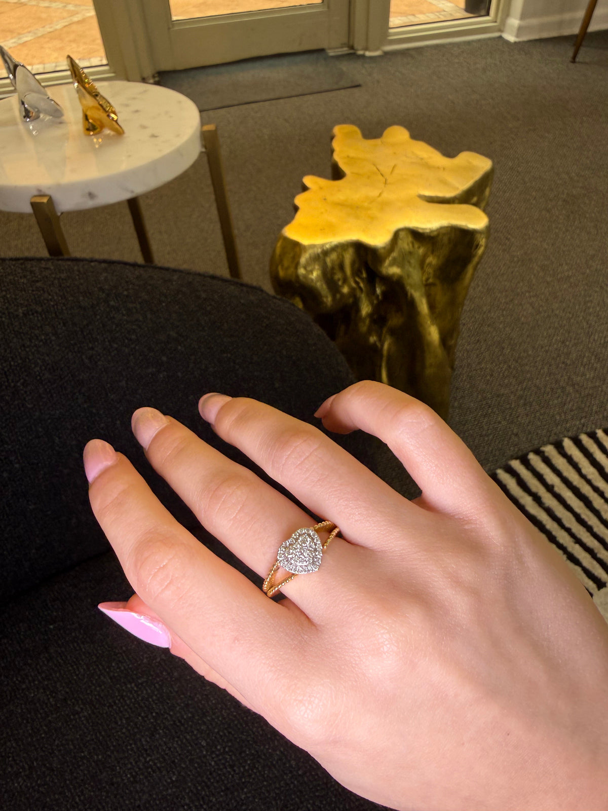 0.36ct Diamond 14K Gold Pave Heart Ring
