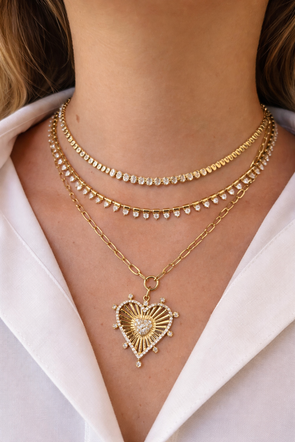 5.27ct Diamond 14K Gold Stationed Necklace