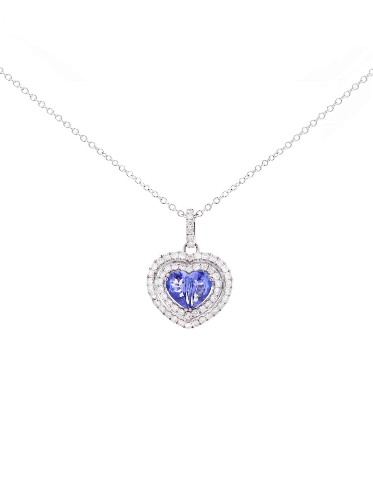 1.16ct Diamond Tanzanite 14K Gold Heart Pendant Necklace