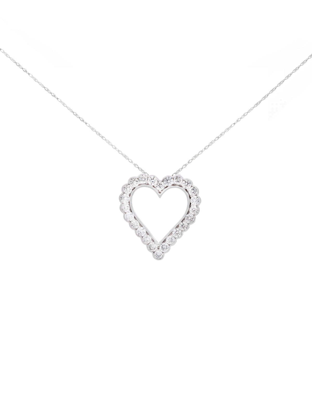 1.00ct Diamond 14K Gold Heart Pendant Chain Necklace