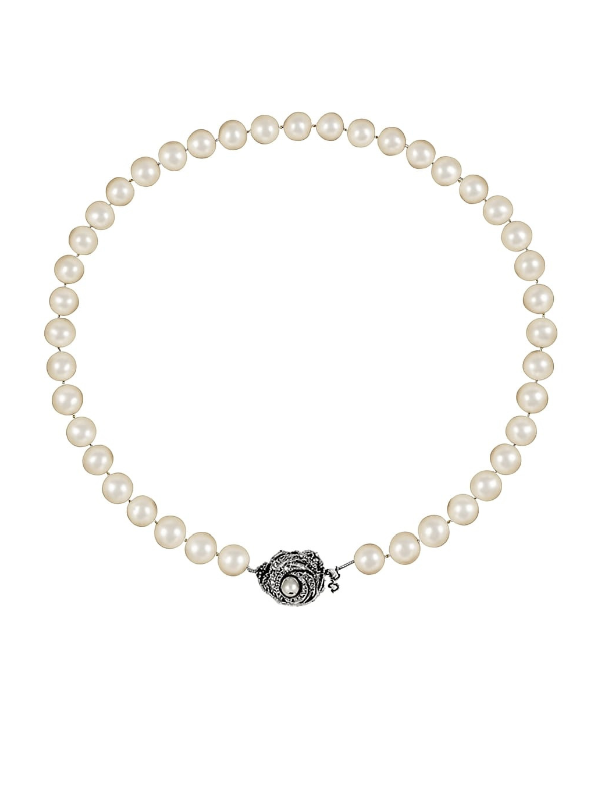 Pearls 9.5mm x 9.8mm Silver Necklace