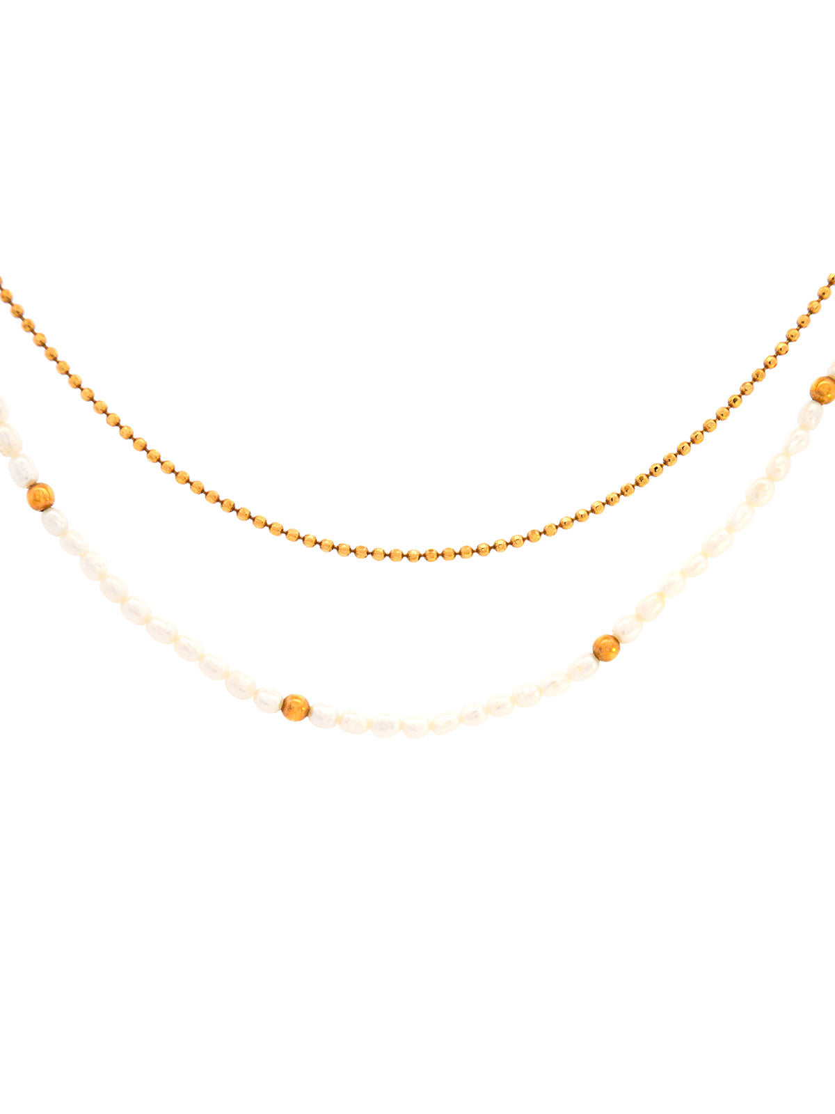 Seed Pearls 18K Gold Double Necklace
