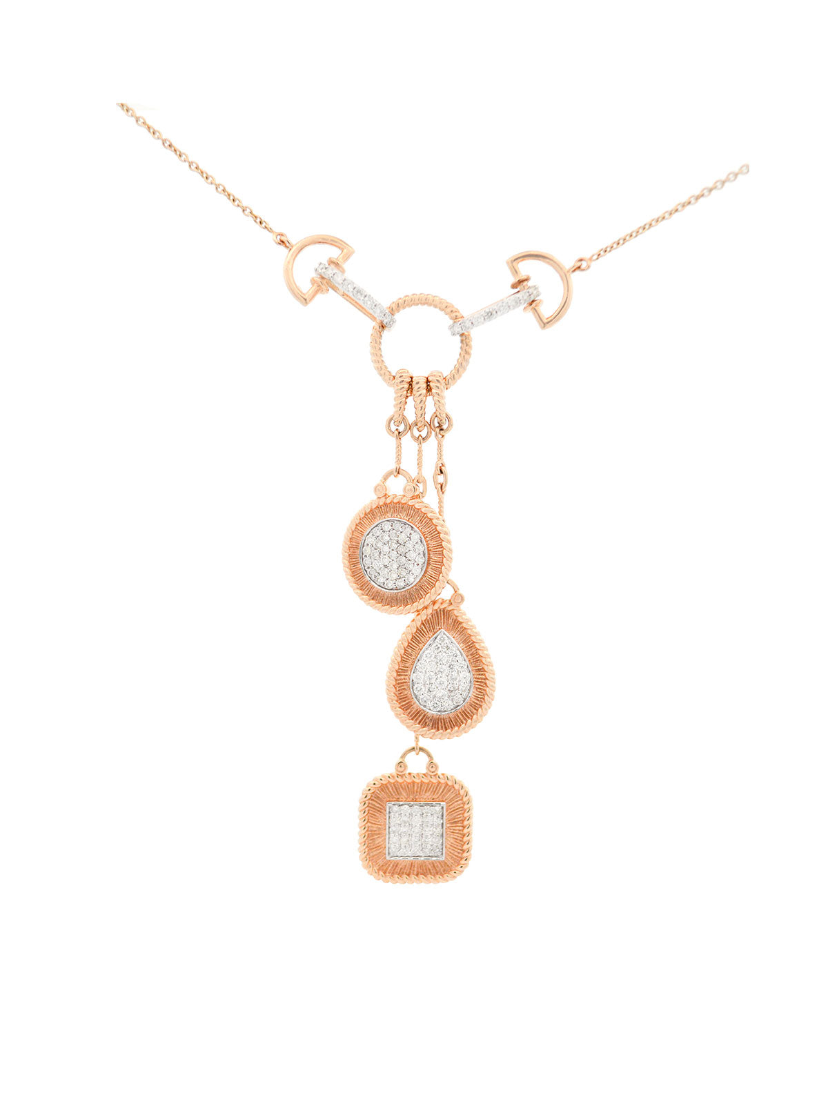 1.21ct Diamond 14K Gold Multi Pendant Necklace