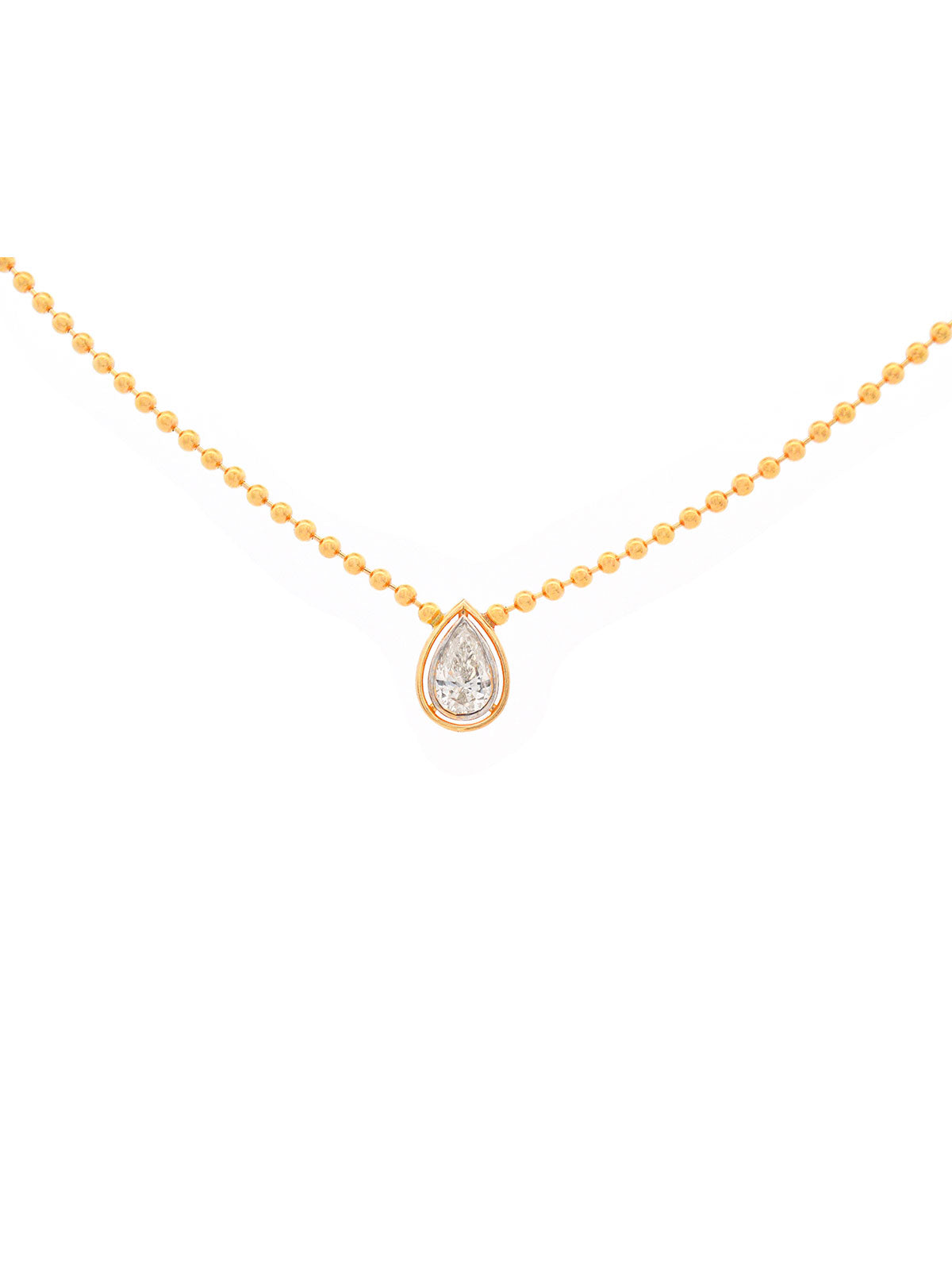0.53ct Diamond 14K Gold Pear Bead Necklace