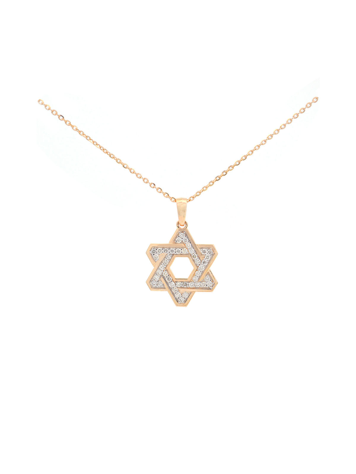 0.49ct Diamond 14K Gold Star of David Necklace