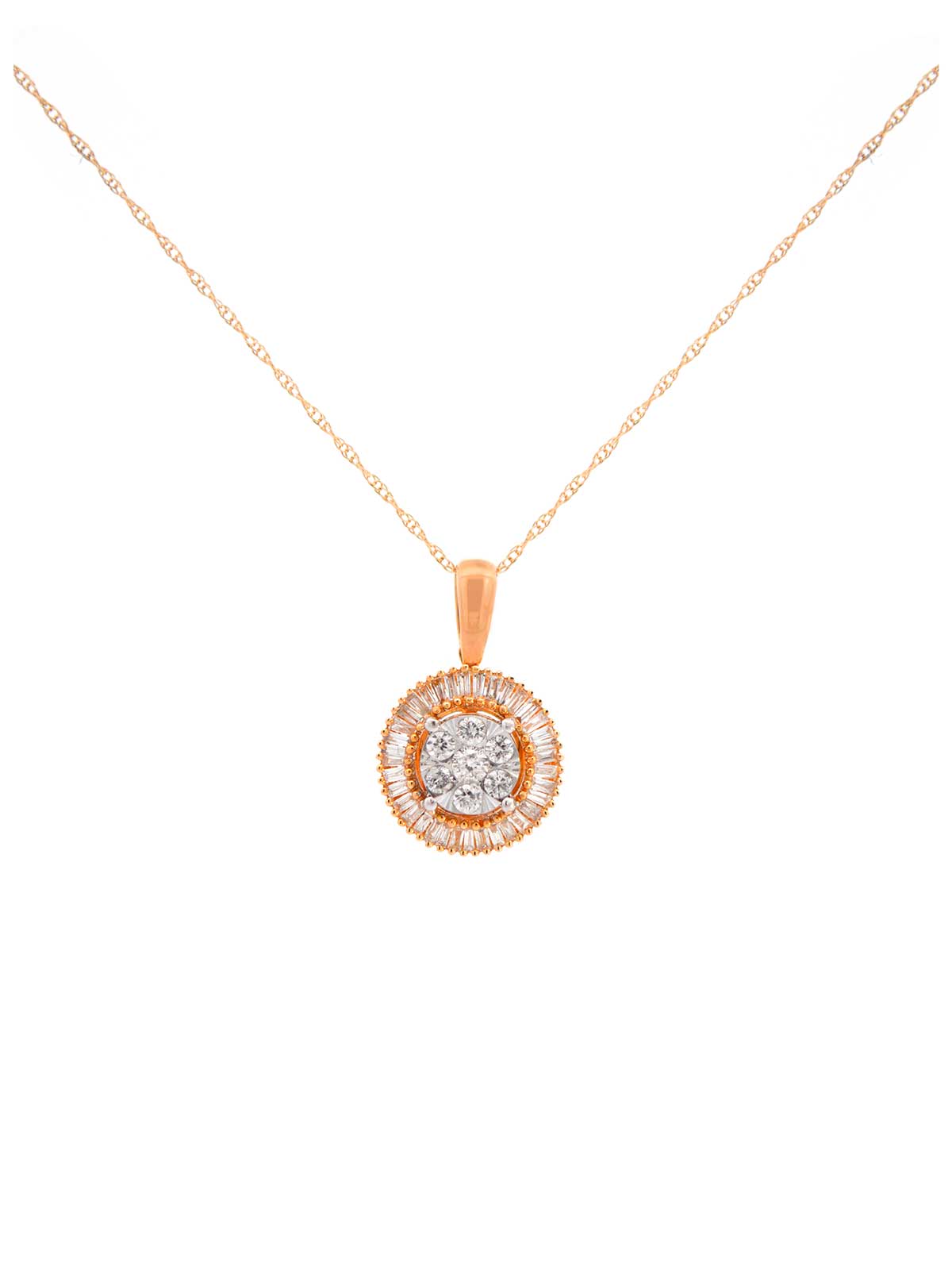 0.33ct Diamond 14K Gold Cluster Pendant Chain Necklace